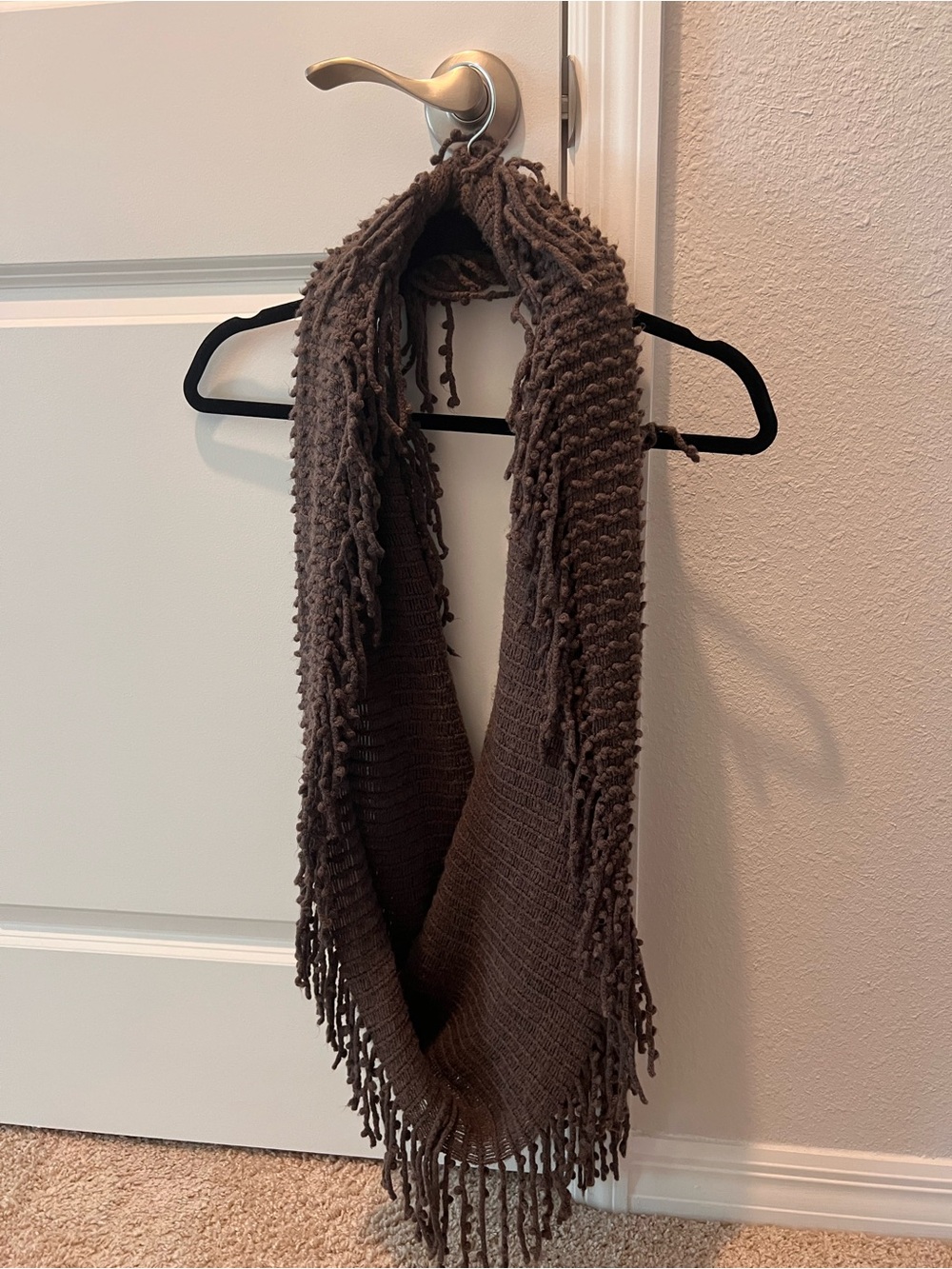 Aland & Tate Gray Taupe Ruffle Fringe Infinity Scarf - One Size